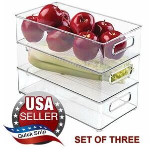 SET OF 3 iDesign BPA-Free Plastic Stackable Organizer Bin •6 x 10 x 3 in •RL1856